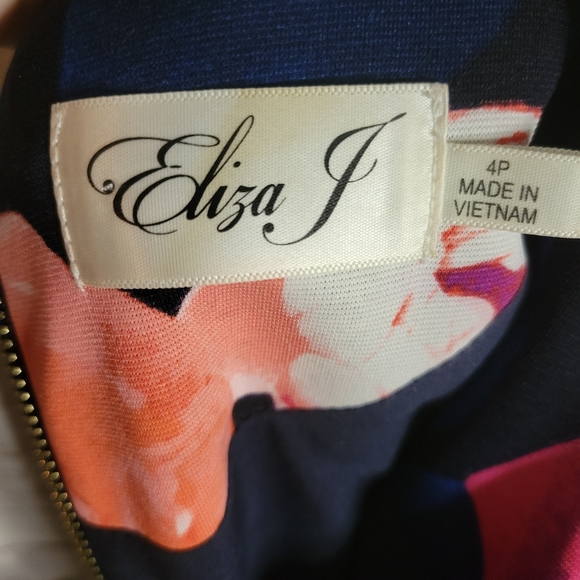 Eliza J floral midi dress blue pink orange neon nwot 4p - Picture 5 of 7